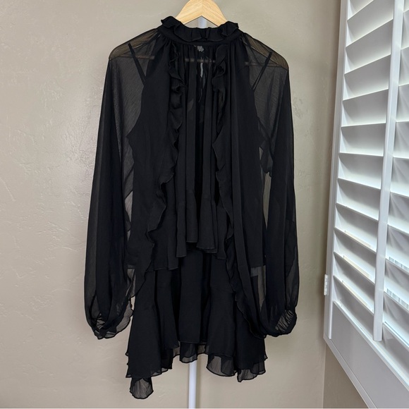 Commense Black Ruffled Layered Mini Dress - Picture 3 of 14